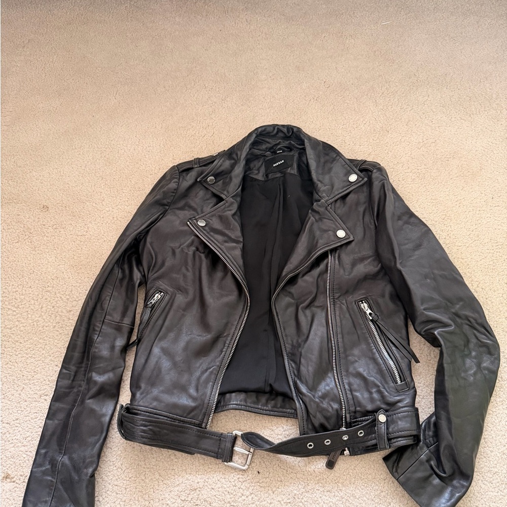 RUDSAK Black Leather Biker Jacket